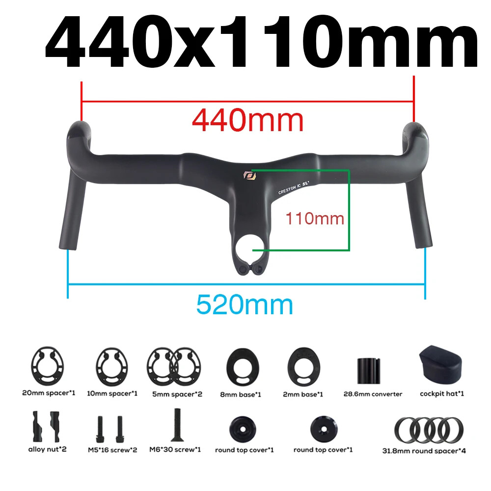 Gravel Integrated Cockpit Drop Bar Internal Cable Routing Bike Carbon Handlebar
