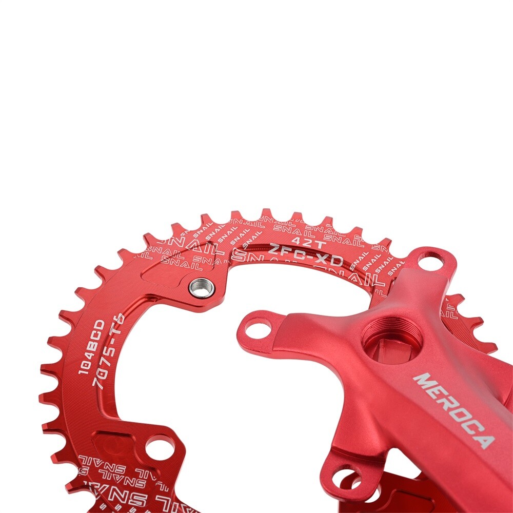 42T MTB Bicycle Crankset Bottom Bracket Aluminum Alloy 104BCD Chainring Red