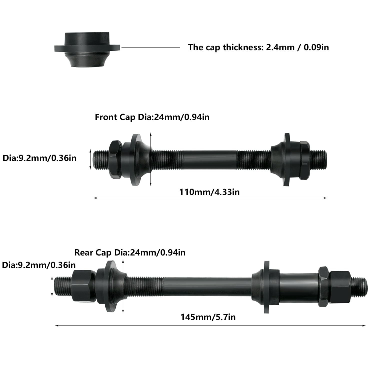 1 Pair Bike Quick Release Axle Skewer Bicycle Hub Parts Front & Rear Axle