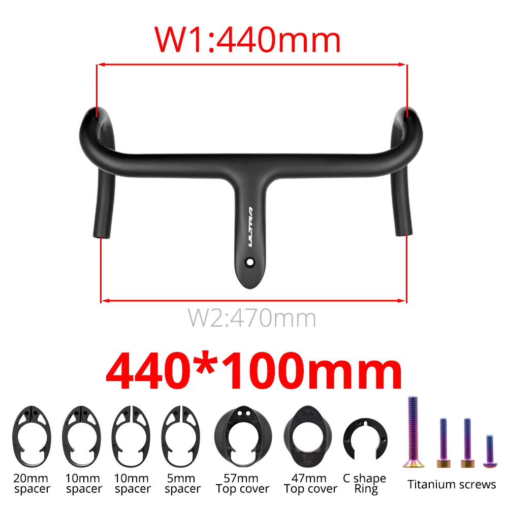 Lightweight Carbon Road Bike Integrated Handlebar 360mm-440mm with Mount 28.6mm