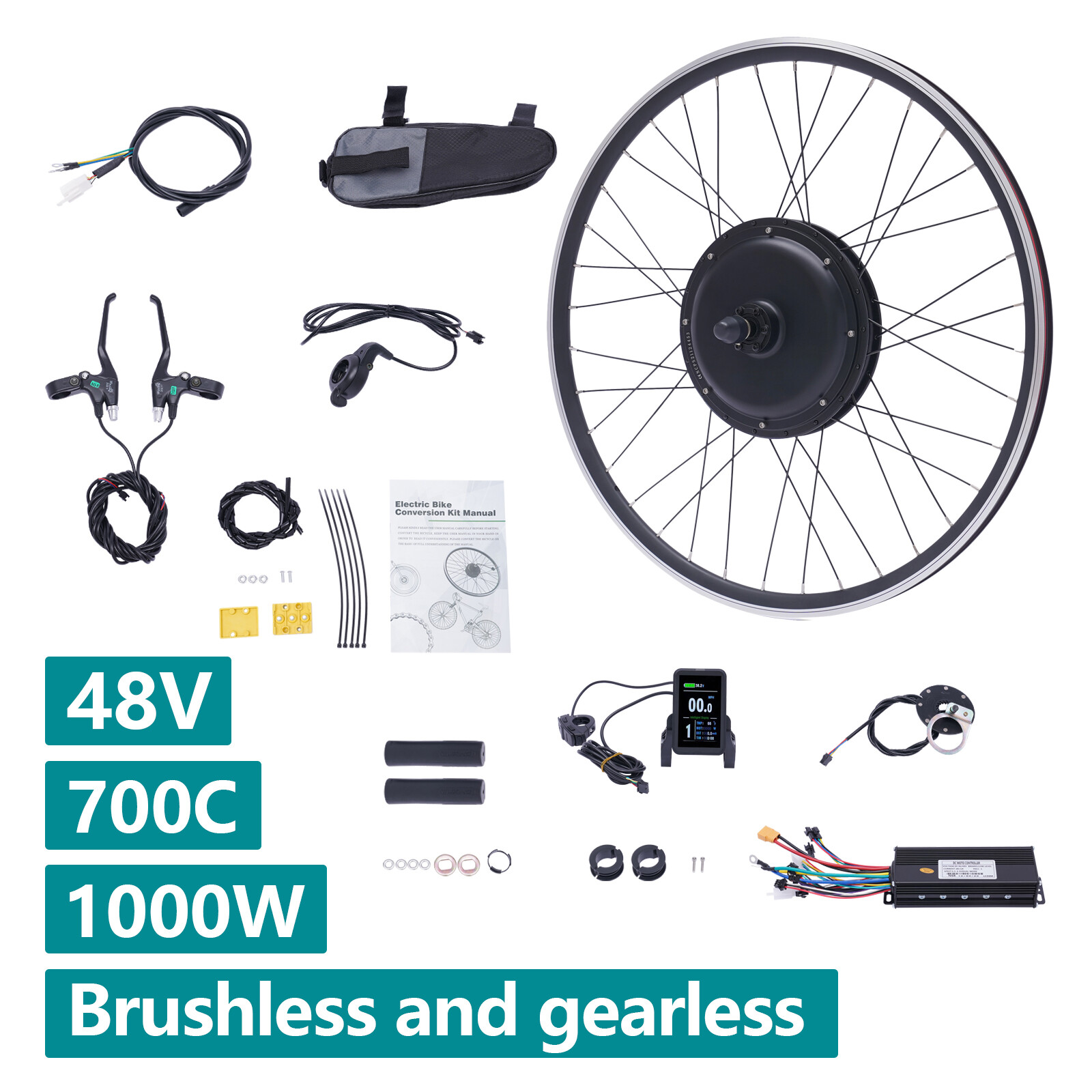 1000W 28/29″Electric Bicycle Front/Rear Wheel + Tire E-Bike Conversion Motor Kit