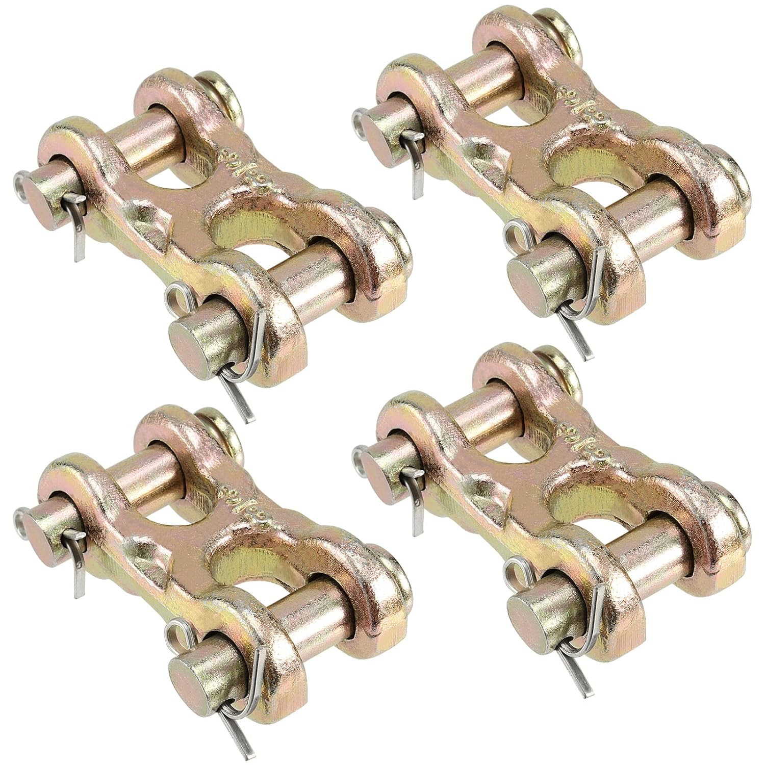 4 Packs 3/8 Inch Double Clevis, Zinc-Plated Safety Twin Clevis, G70 Forged Chain