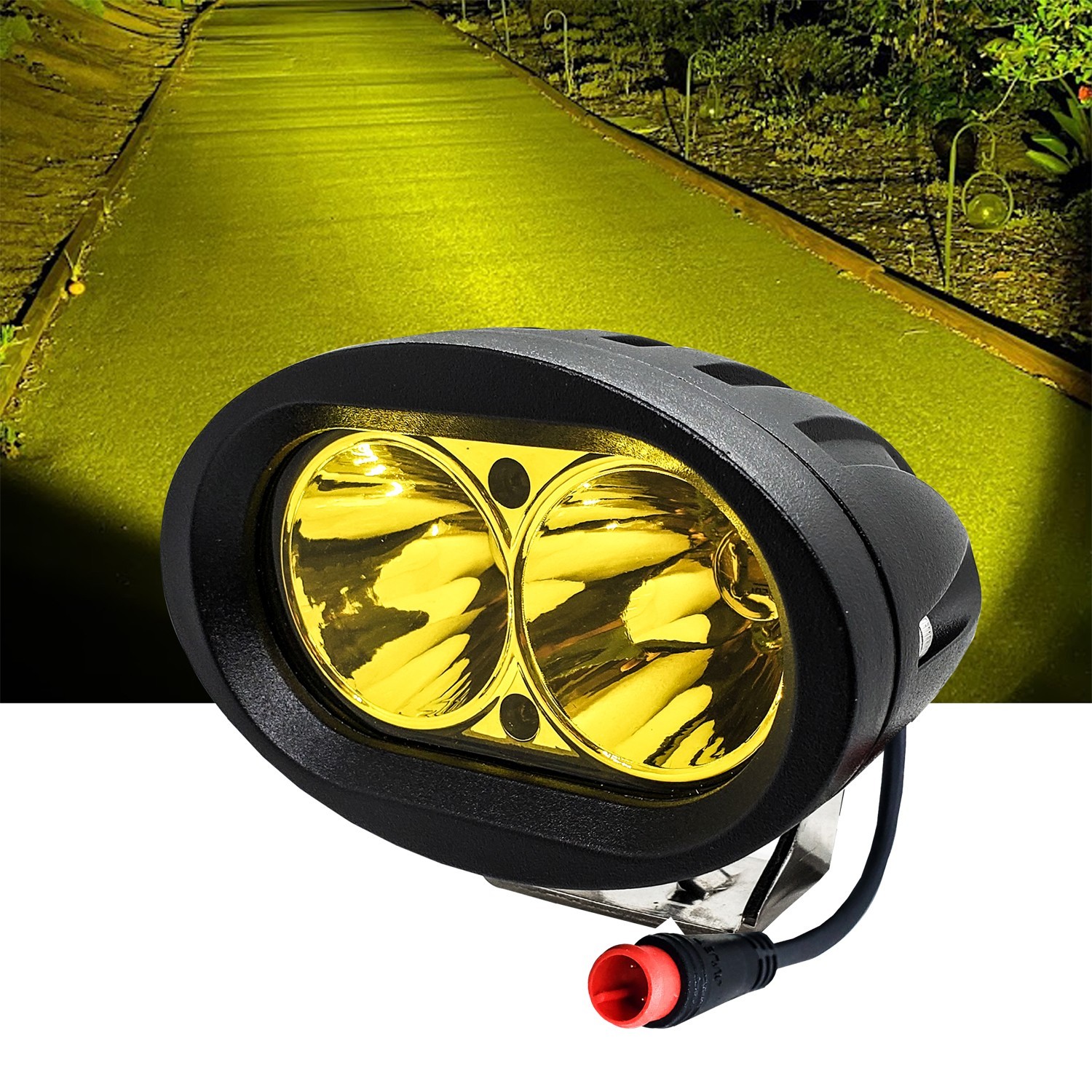 Fluorescent Yellow LED Headlight 2-Pin Julet Plug Lectric Aventon Juiced E-Bikes