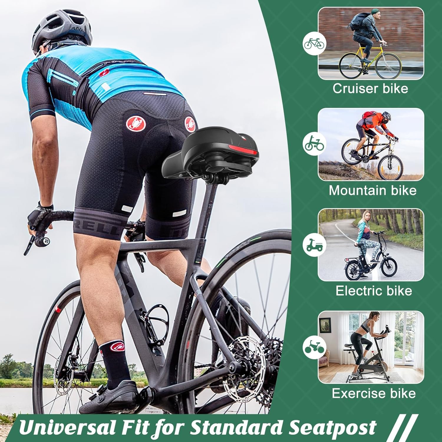 New Bicycle Saddle Shock‑Absorbing Reflective Strip Seat for Mountain Road Bikes