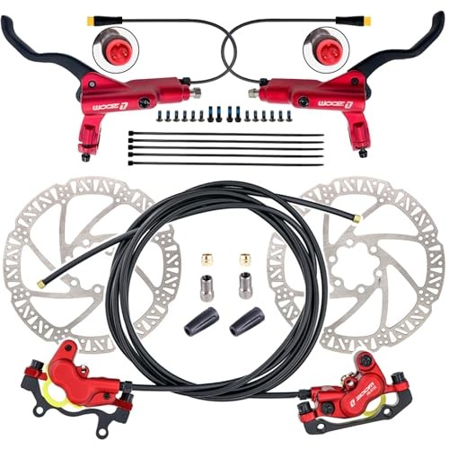 Zoom HB876E 2-PIN/3-PIN 4-Pistons E-Bike Electric Power Red & 2-PIN Connector
