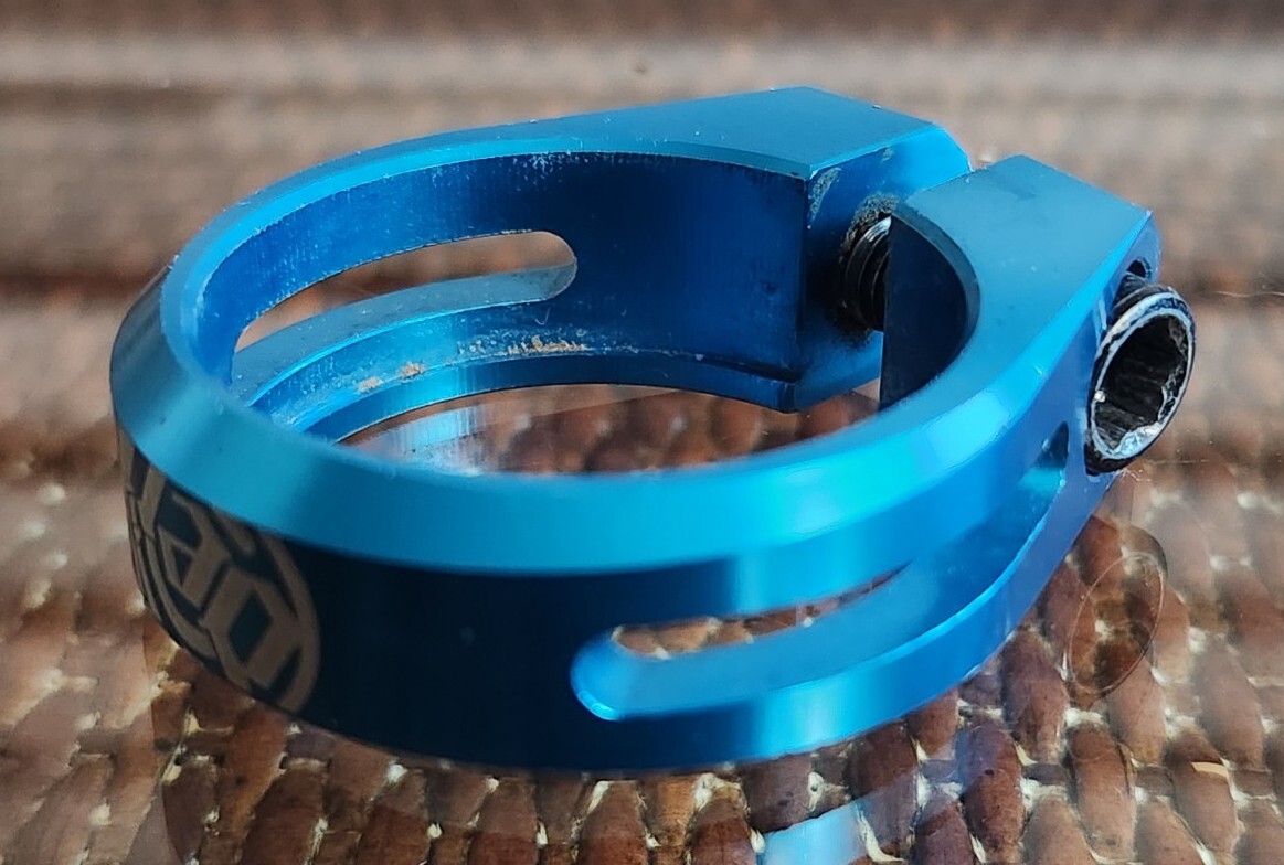 Vintage Deity Blue Anodized Seat post Clamp 34.6 **fast Shipping**