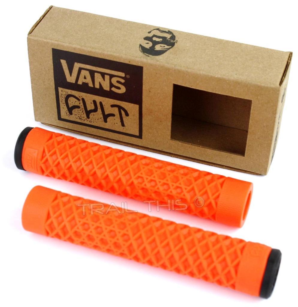 Cult X Vans Flangeless Orange BMX Bike / Scooter Grips End Plugs Waffle Pattern