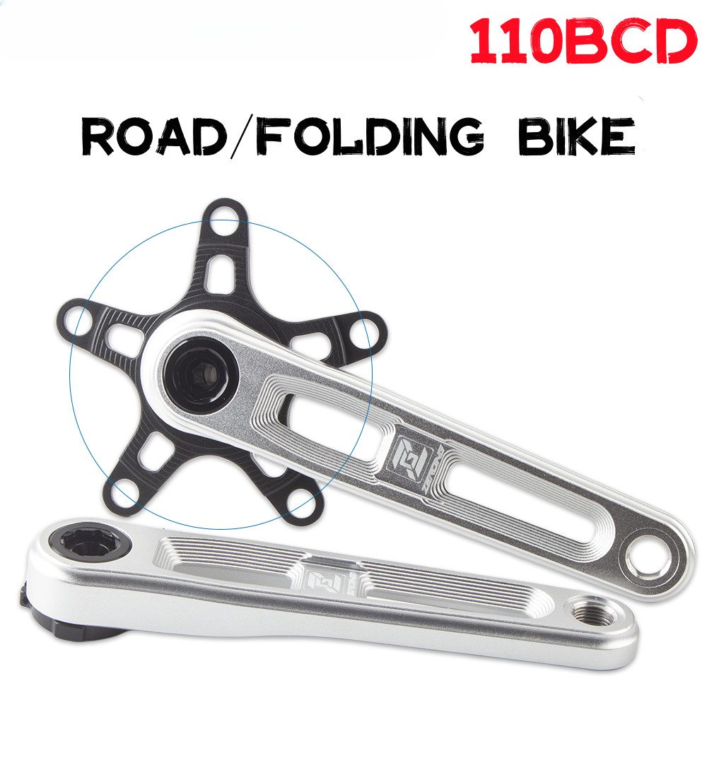 165/170/175mm Road Bike Crankset Folding Bicycle Hollow Crank Chainring 110BCD