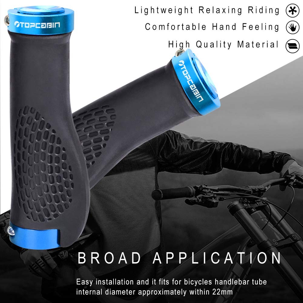 TOPCABIN Bike 13 cm x 3.5 cm, (Aluminum Lock Plug+grips) Light blue 1 Pair