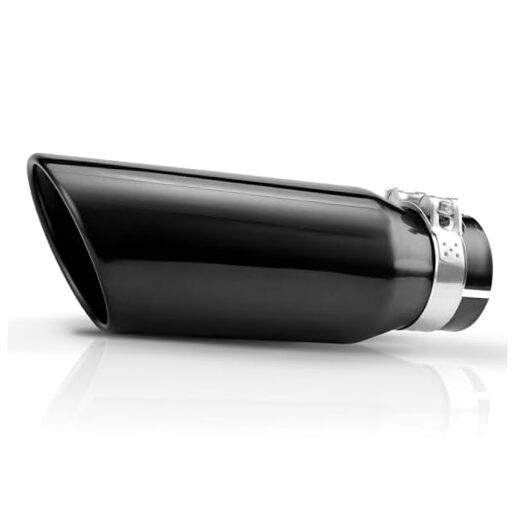 Black Exhaust Tips 2.5″ Inlet, 2.5″ Inlet 2.5″ ID – 4″ OD – 12″ Long Clamp on