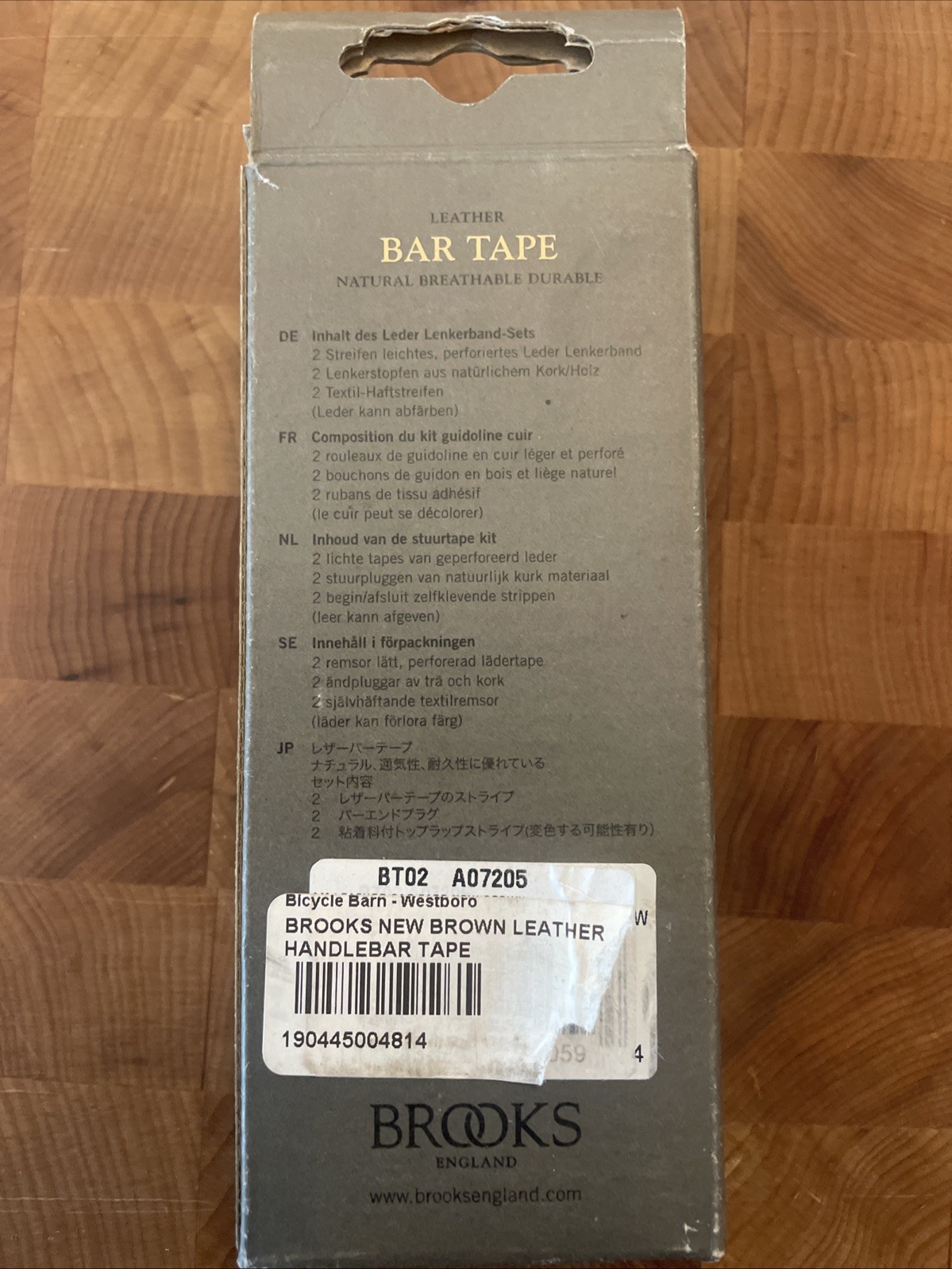 New-in-Package BROOKS Leather Bar Tape • Brown. (FSW)