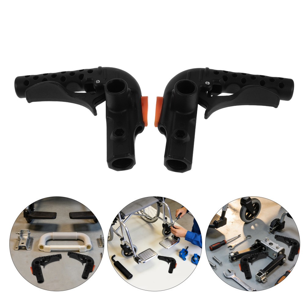 1 Pair Wheelchair Brake Handles Replacement Durable Plastic Metal Rubber