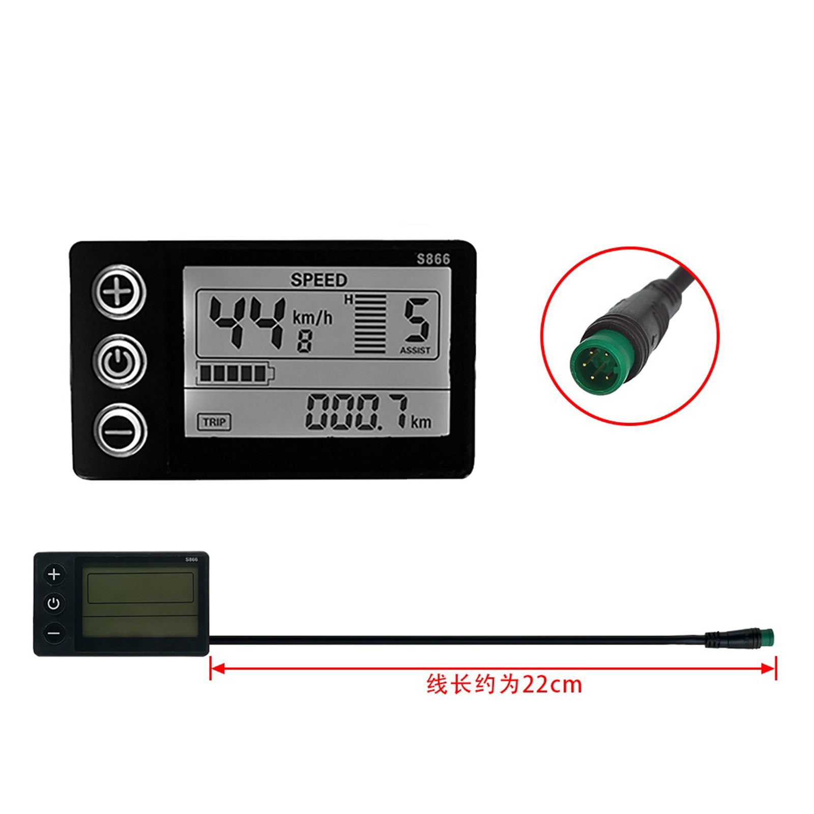 For E-bike Lcd Display S866 24V/36V/48V Display E-Bicycle E-Bike LCD Parts Plug