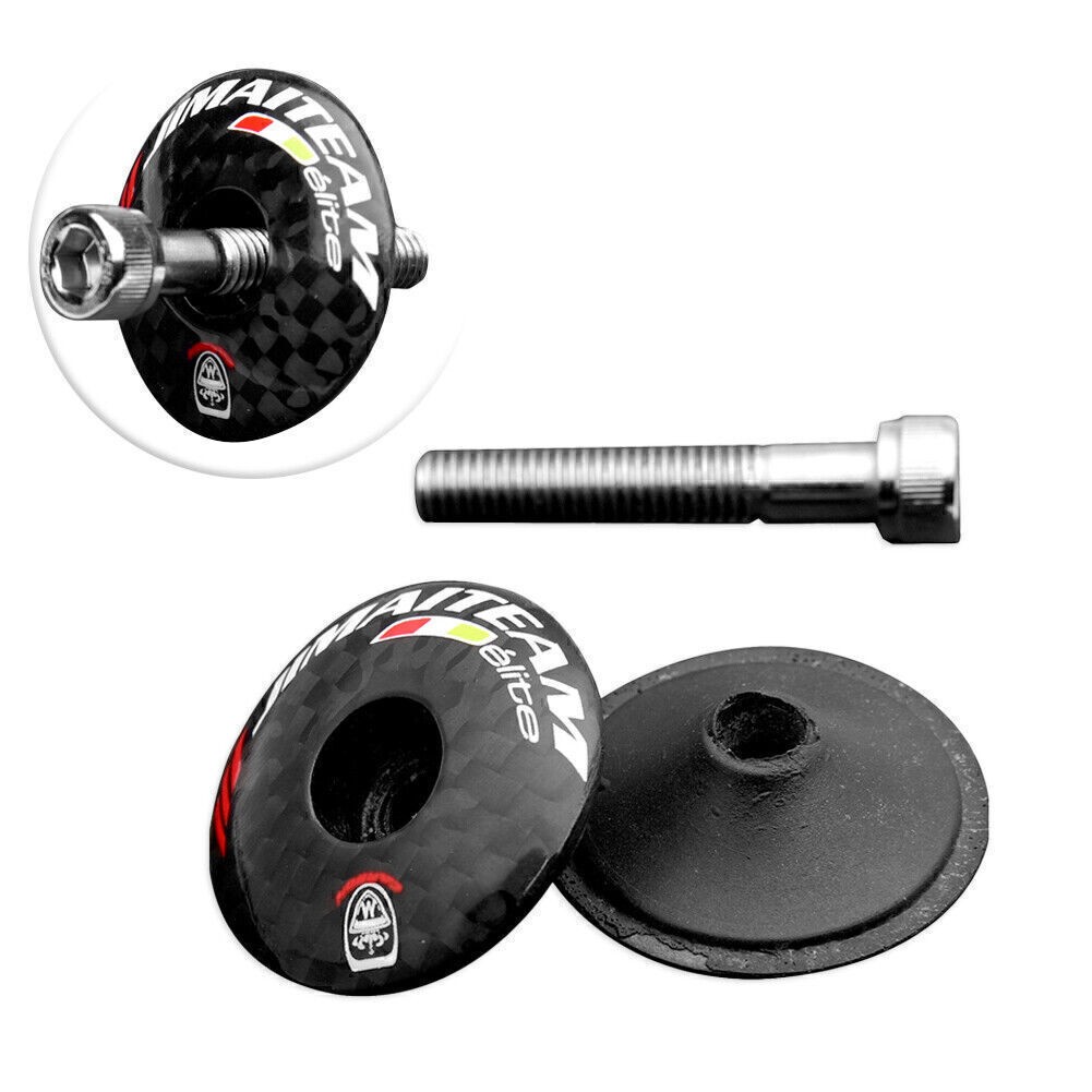 For 1 1/8″ Carbon Fiber 3K MTB Road Bike Headset Stem Top Cap Cover Bolt Bicycle