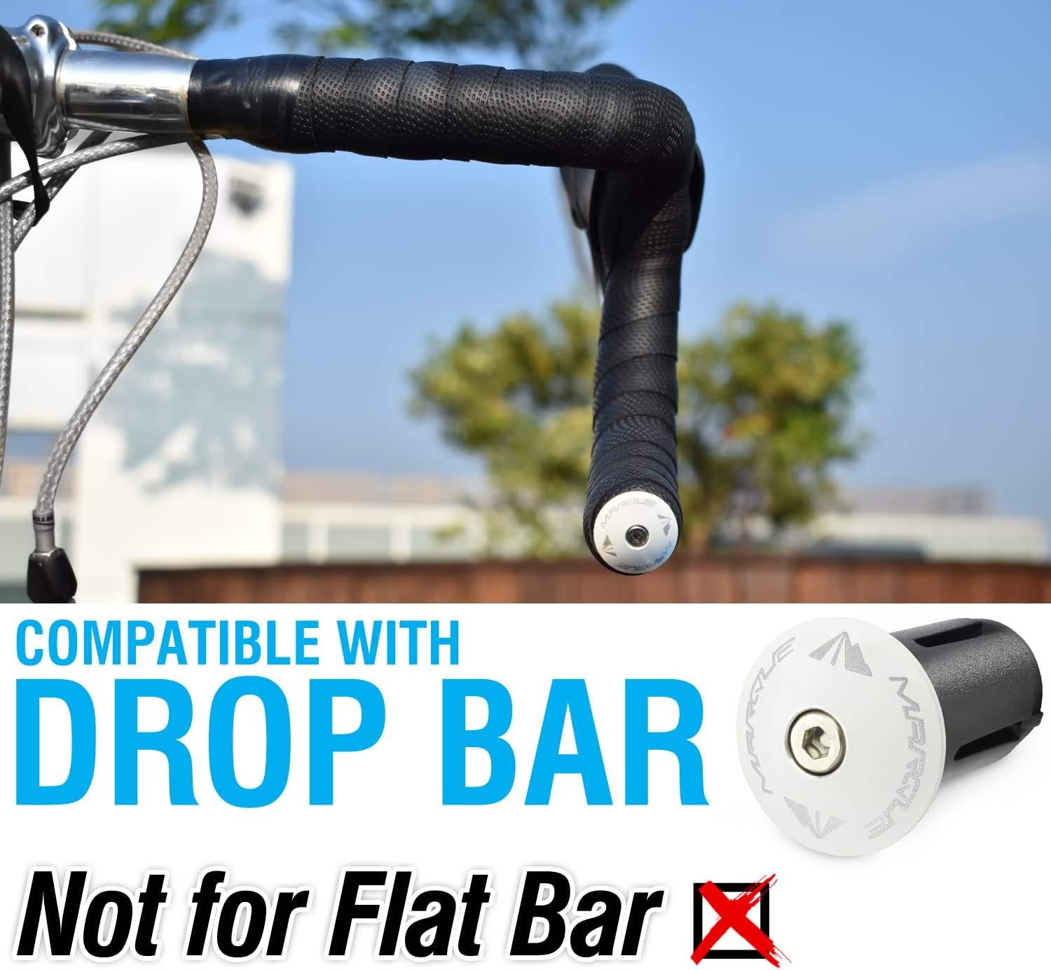 Alloy ENZ Road Bike Handlebar Plugs – Aluminum Handle Bar Ends, Plugs White
