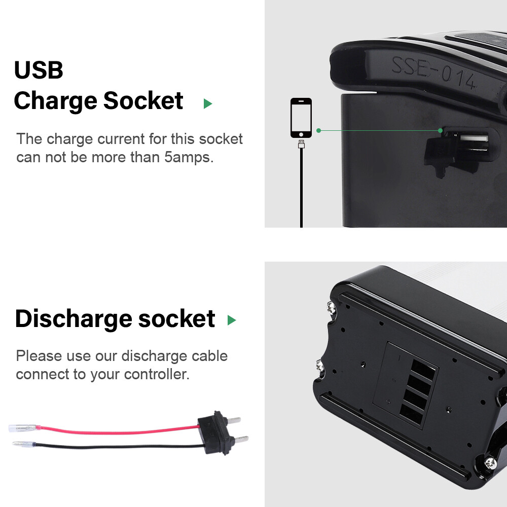 48V 10.4Ah SilverFish Lithium Battery with USB 48 Volt Ebike Battery for 0-500W