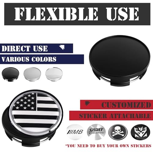 2.5Inch 63MM Wheel Center Caps for Dodge Outer 63MM , Inner 56MM Matte Black