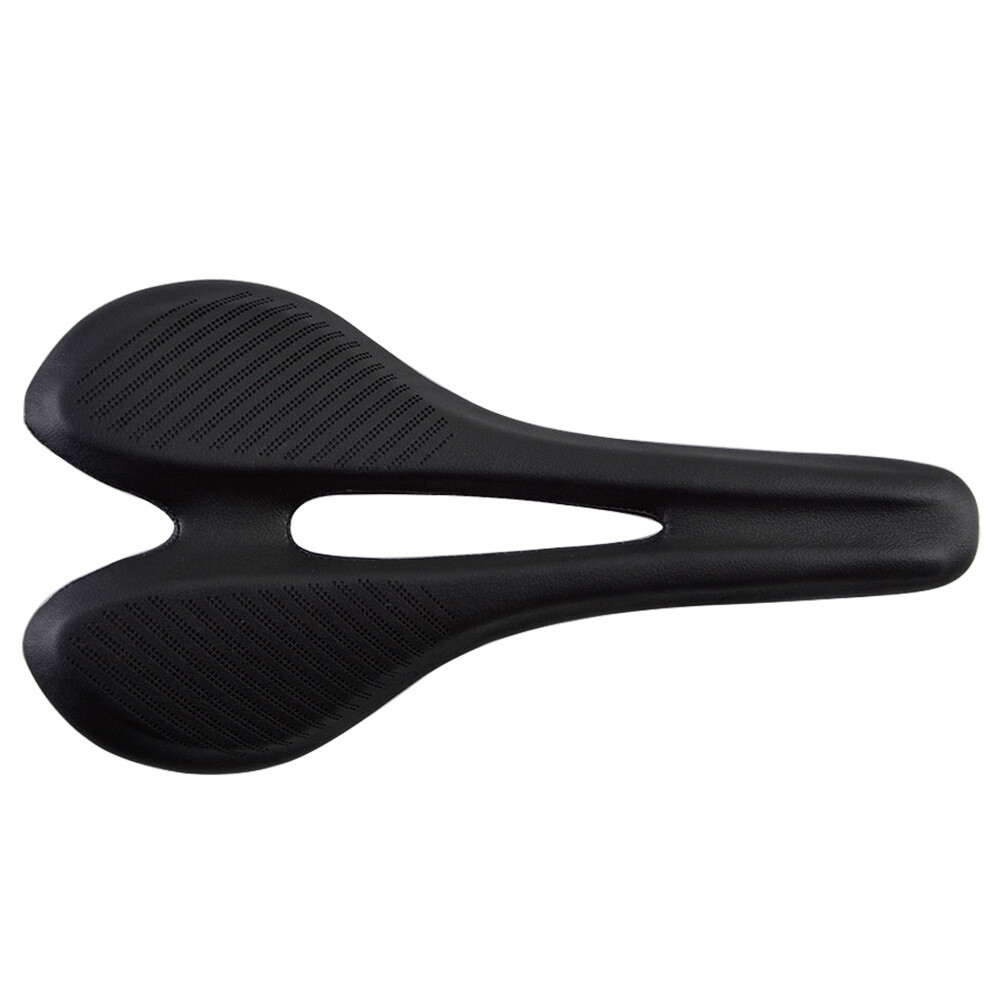 270*143mm Carbon Fiber Leather Saddle Mountain Road Bike Seat Oval Rail Black