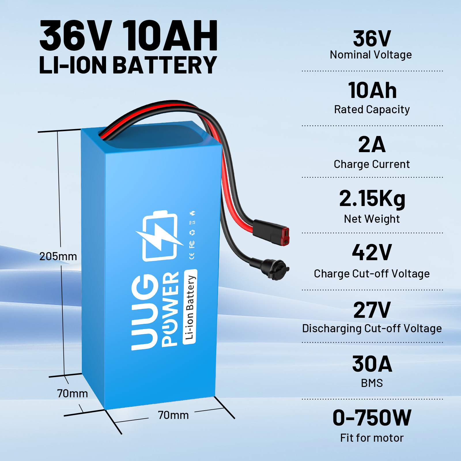 UUG36V 48V 8AH/10AH/14AH/20AH Battery for 200W-1500W Ebike Electric Bicycle Bike