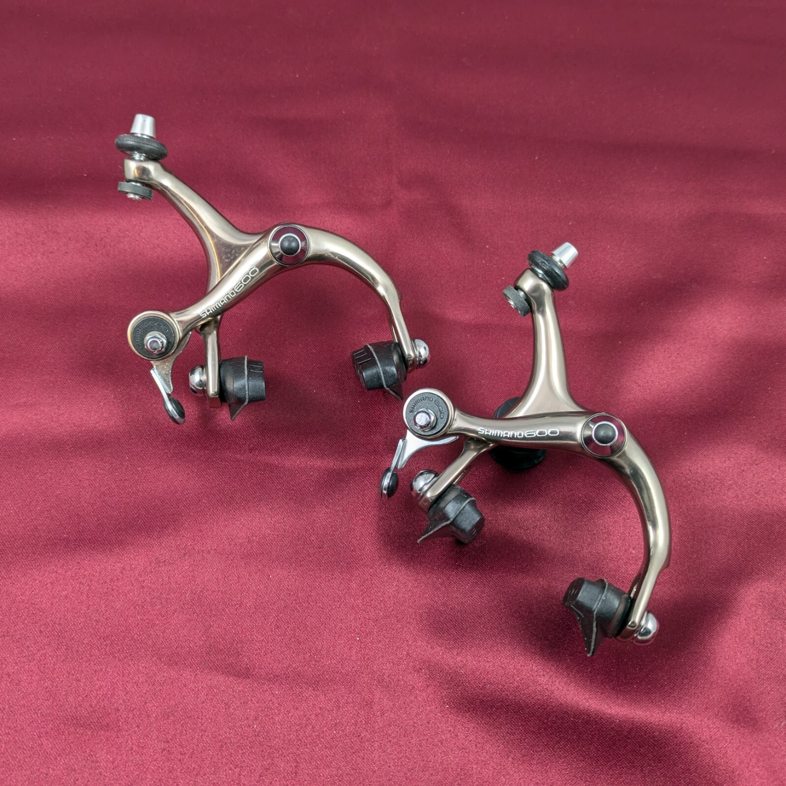 Shimano 600 F&R Brake Caliper Set BR-6208 Side-Pull Bronze New Pads NOS B74