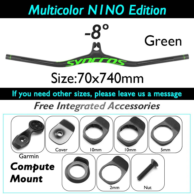Carbon Fiber Mountain Bike Integrated Handlebar -8 -17 -25 Degree 660-740mm