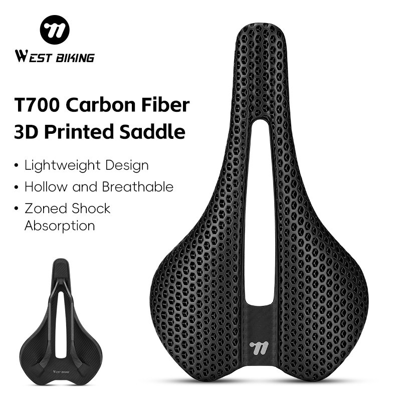 WEST BIKING 3D Printed Nylon T700 Carbon Fibre Bicycle Saddle Bike Seat Cushion