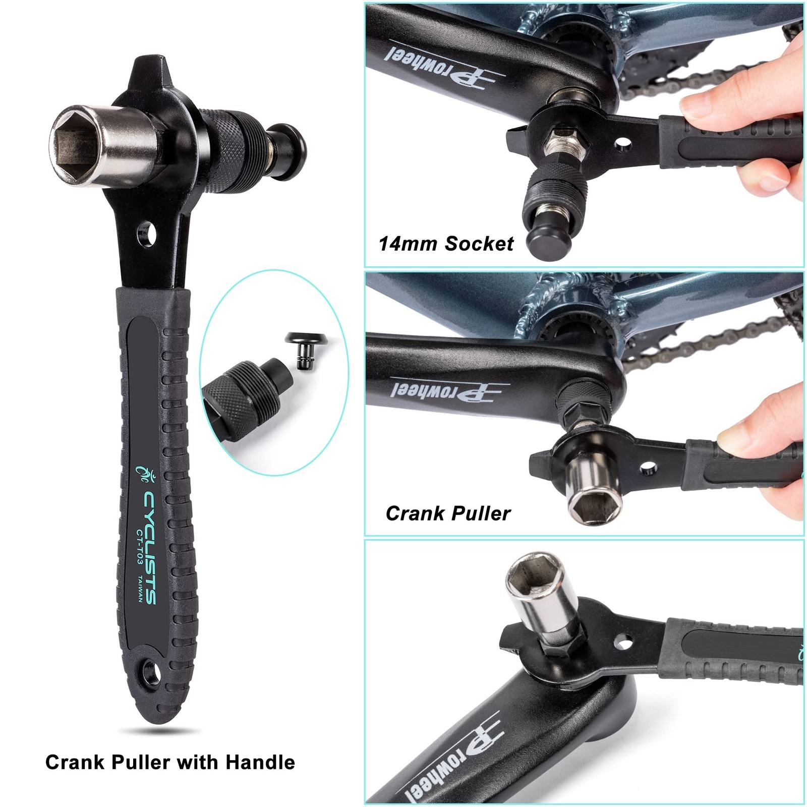 Bike Crank Puller & Bottom Bracket Removal Tool – Bike Tools with Long Handle…