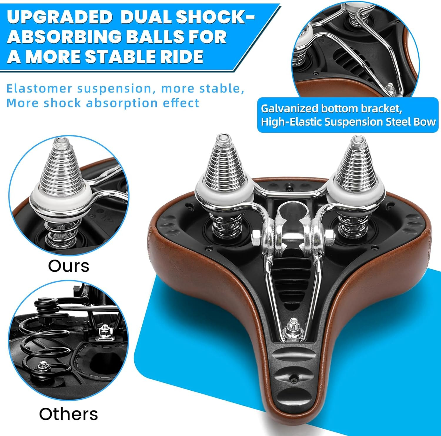 CDYWD Wide Bike Seat for Men Women Comfort, Large Soft Padded Bicycle Seat Cushi