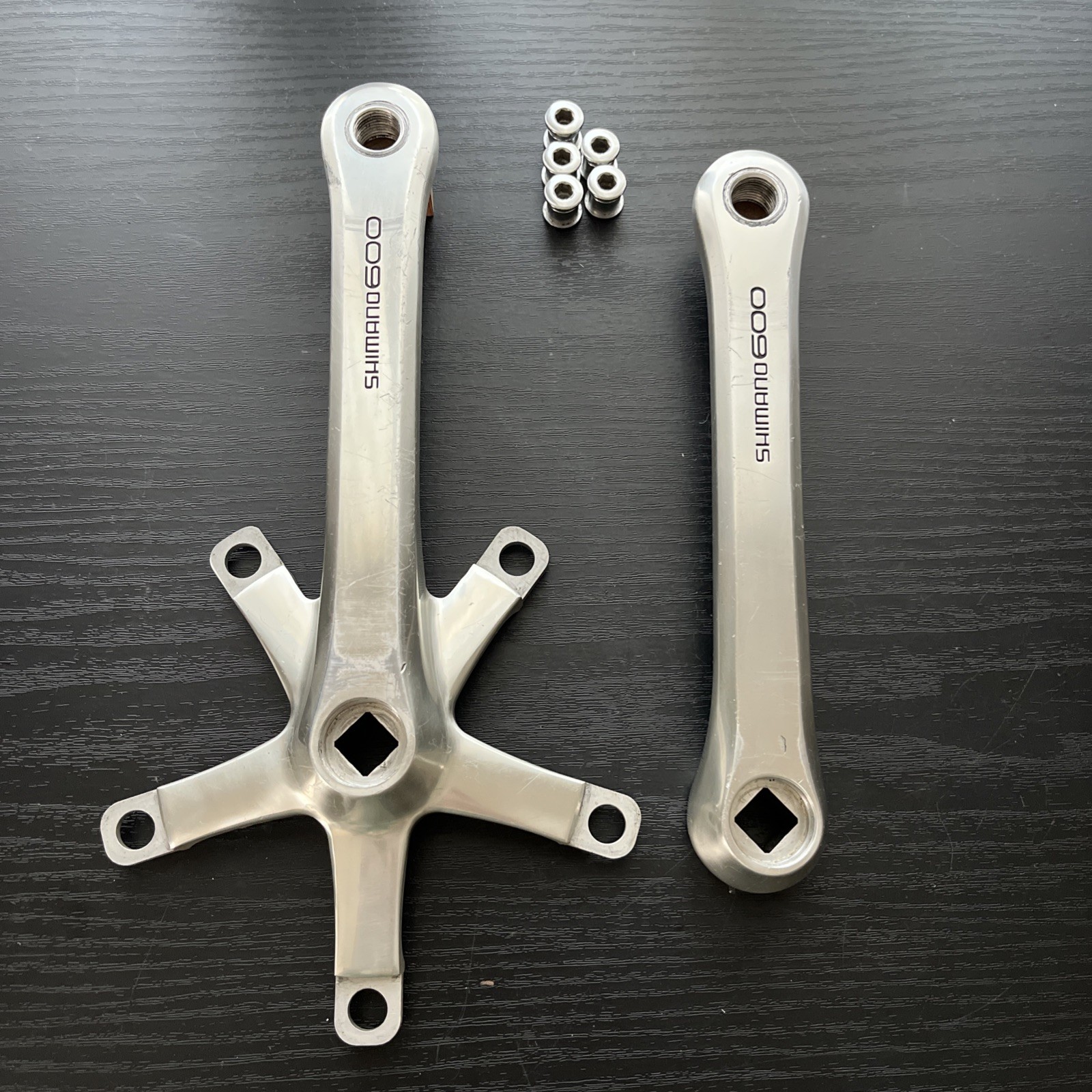 Vintage Shimano 600 FC-6207 Crank Set 170 Double 130 BCD Japan w/ Ring Bolts