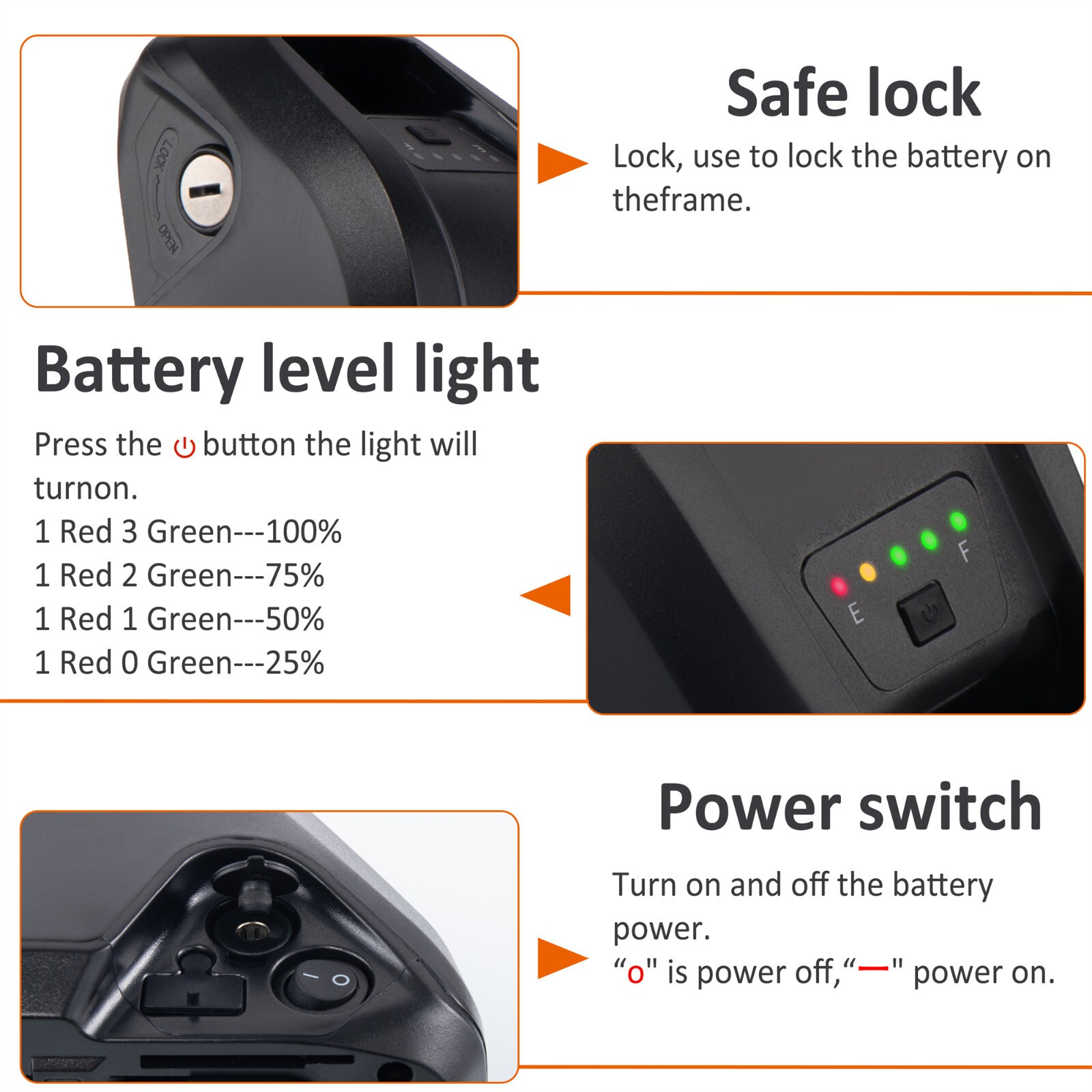 36V 15Ah Electric Bike Lithium Battery Ebike Battery w/Charger Lockable ≤1500W