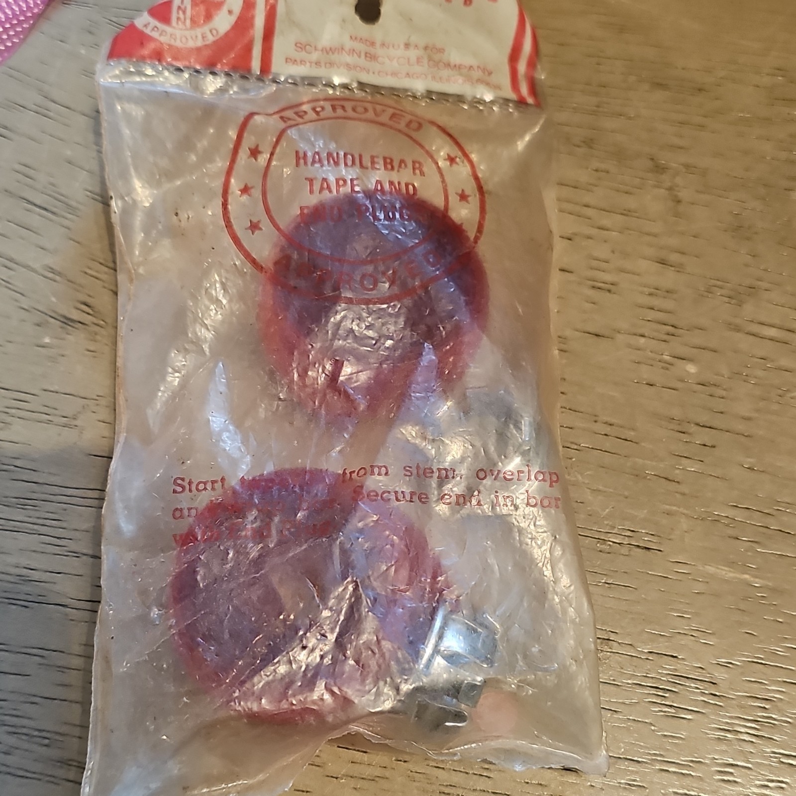 Schwinn handlebar end plugs red plastic metal universal bike set translucent red