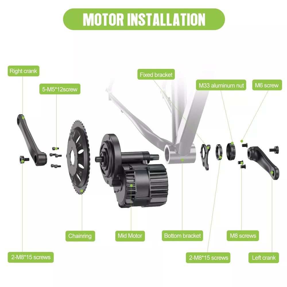 48V1000W68-120MM BBSHD BAFANG Ebike Drive Mid Drive Motor Kit Conversion Kits