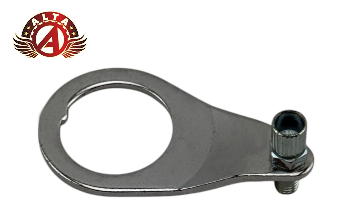ALTA BICYCLE STEEL THREADED FRONT CABLE HANGER 1″ W/ ADJUSTER CHROME.