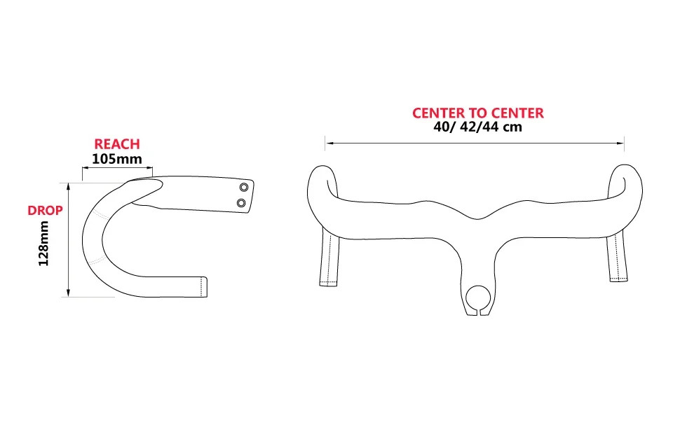 Full Carbon Fiber Road Bicycle Integrated Handlebar 28.6mm 400/420/440mm Width