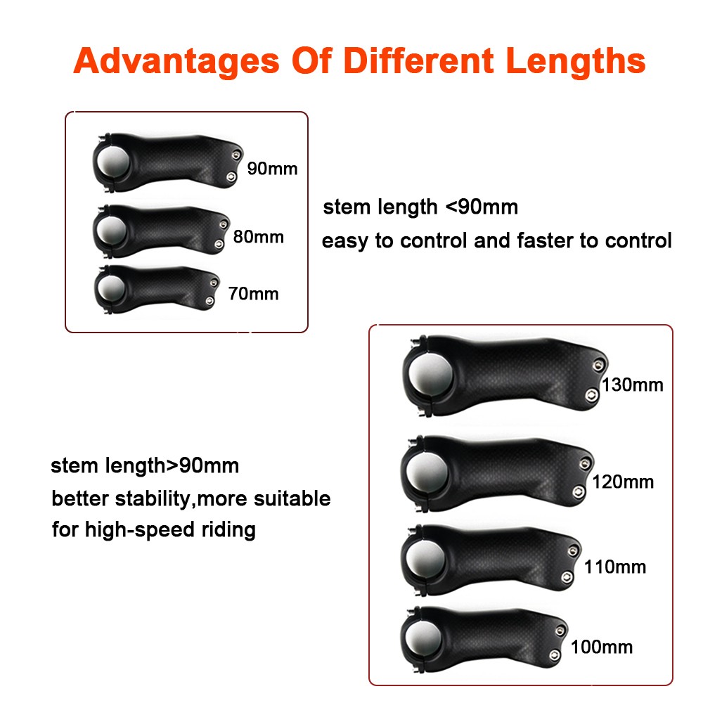 carbon handlebar stem road bike carbon stem mountain bike long stem 6/17 degree