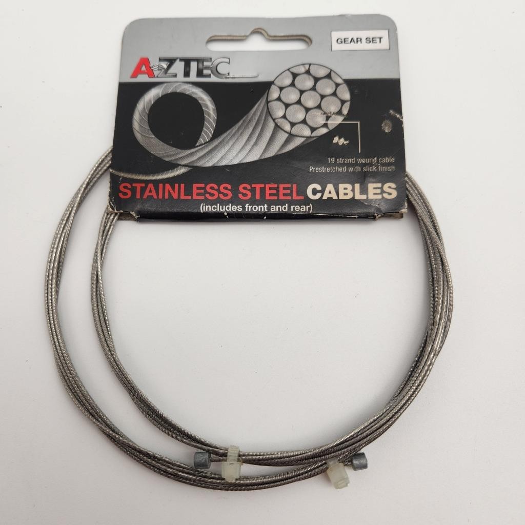 Aztec Shift Gear Cable Set for Bicycle Stainless Silver – Front & Rear Cable