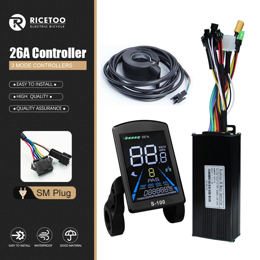 Ebike 3 Mode Sine Wave Controller 17A 26A 30A 40A with Color S-100/H-100 Display