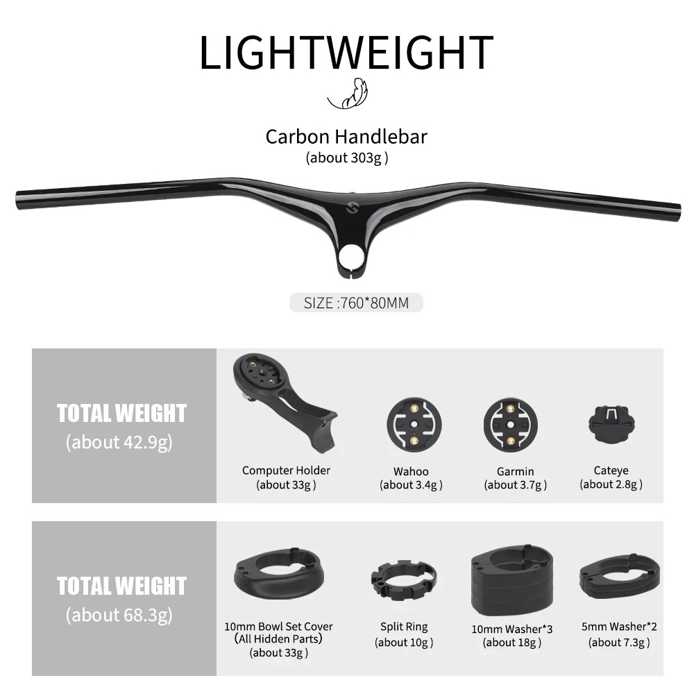 Carbon MTB Bicycle Integrated Handlebars Stem Angle -17 Degree Bicycle Parts