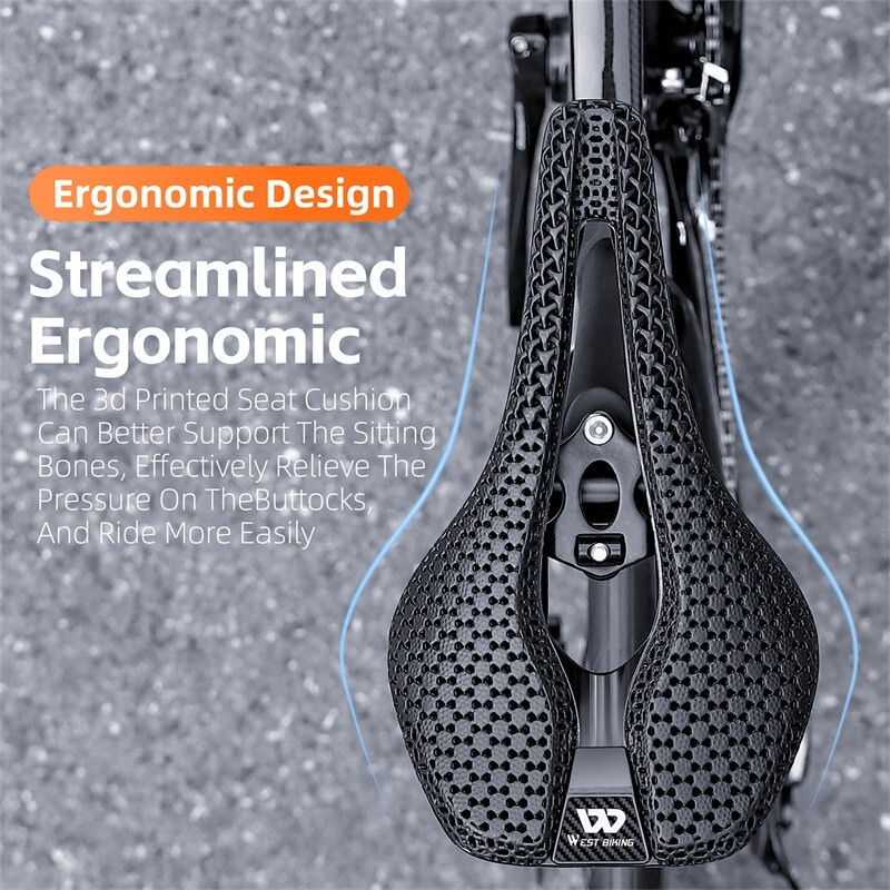 WEST BIKING Hollow Short Nose 3D Printed Bicycle Honeycomb Seat Saddle Cushion
