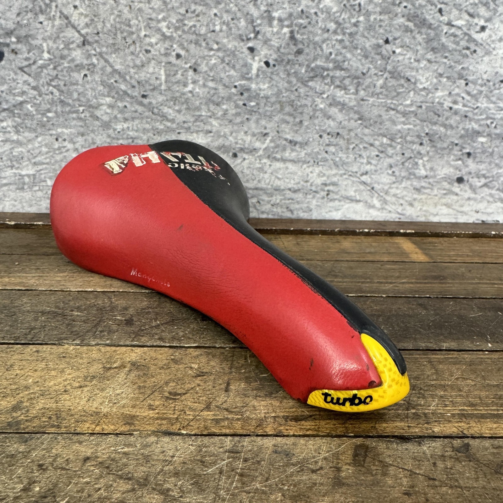 Vintage Selle Italia Turbo Matic 2 Saddle Seat Red Yellow 135mm Carbon MTB