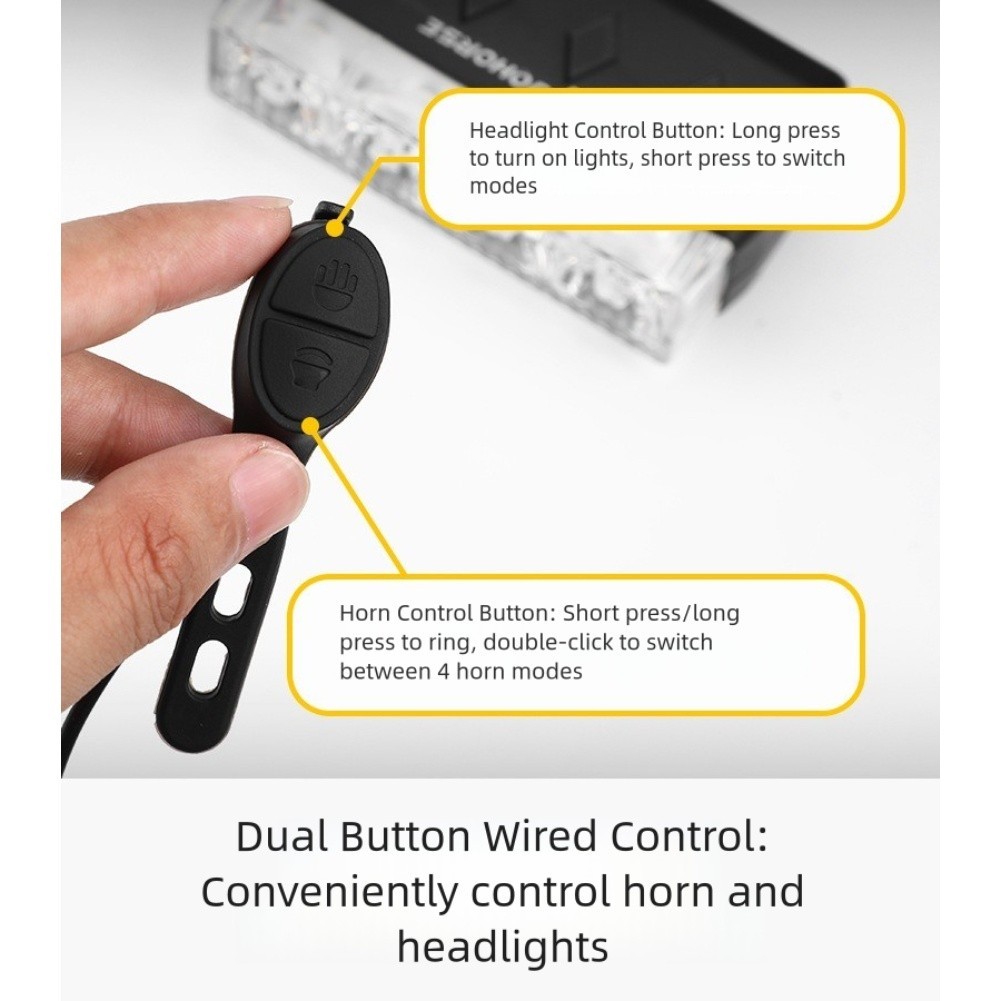 Adjustable Light Modes Cycling Safety LED Bike Light 120dB Volume Controller