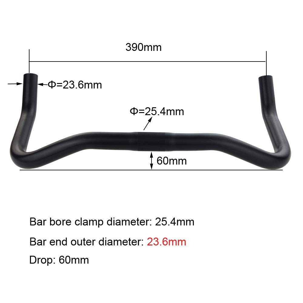 Aluminum Alloy Bike Bullhorn Handlebar Fits Fixed Gear Road 25.4mm x 390mm