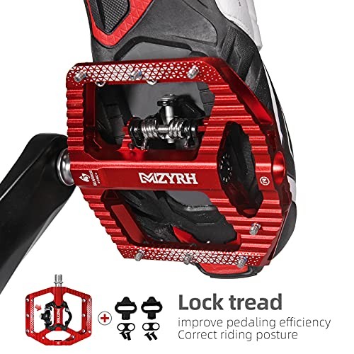 MTB Mountain Bike Pedals 3 Bearing Flat Platform Compatible with red 3 bearings