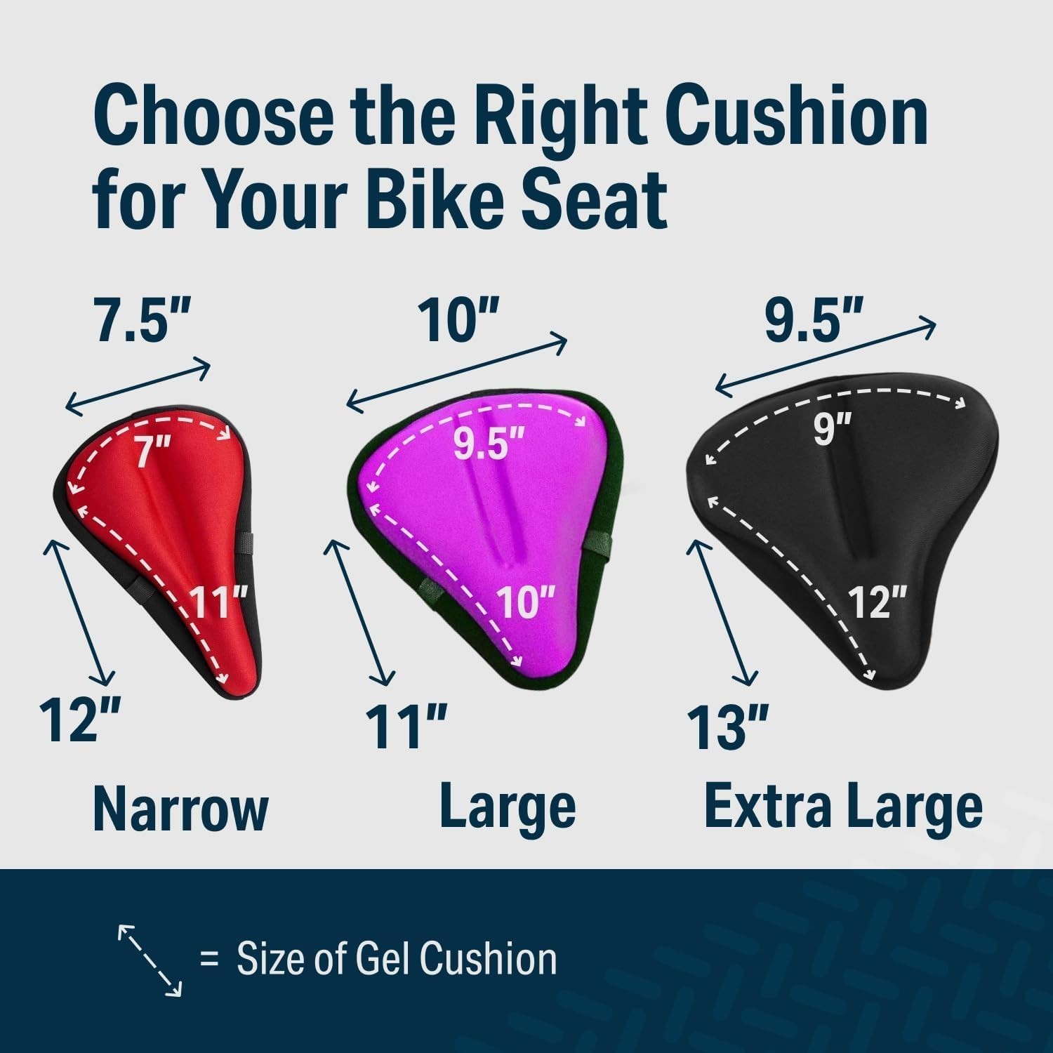 All-in-One Gel Seat Cushion for Exercise Bikes – Large, 11″x10″, 120kg Capacity