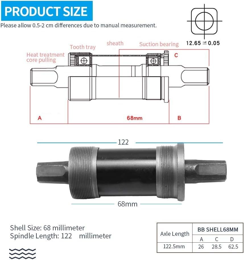 68x123mm Square Taper Bottom Bracket, 68mm Bike Cartridge Bottom Bracket Repl…