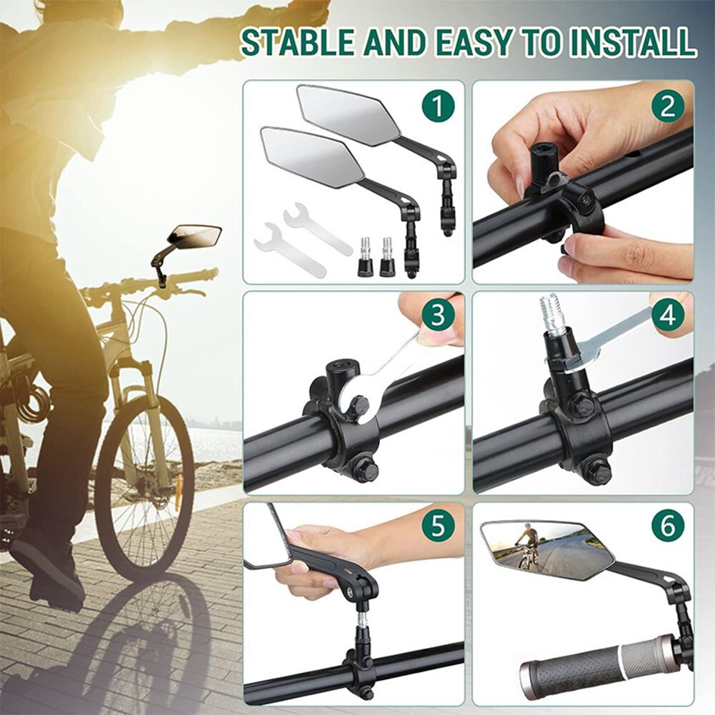 Bike Rearview Mirror for Electric Bike Scooter Reflective Rotation