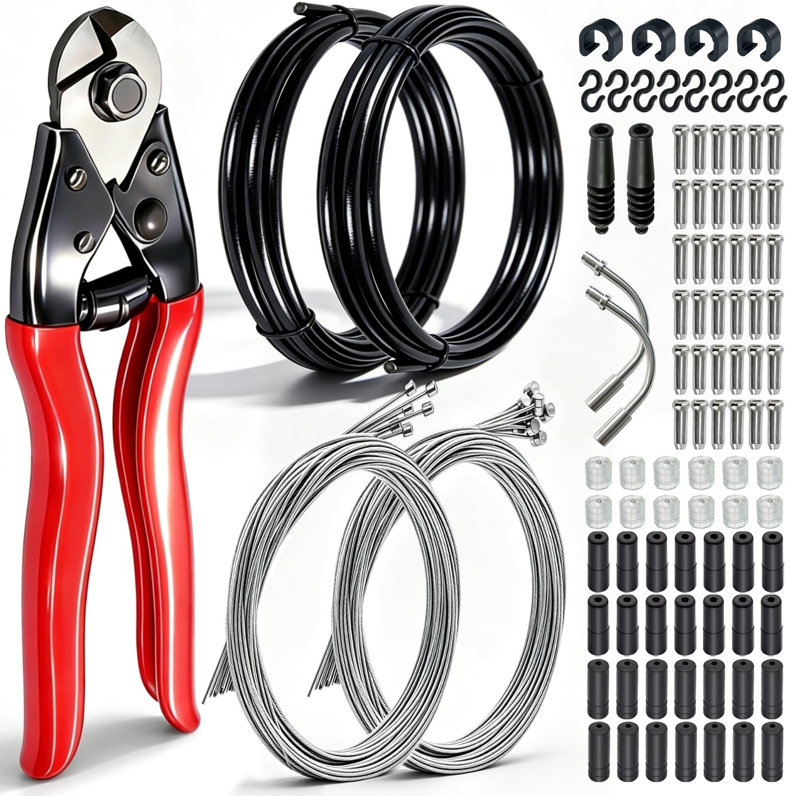 Bike Brake Shift Cable Housing Repair Kit 6 Cables 2.5m Housing Cutters 36 Caps