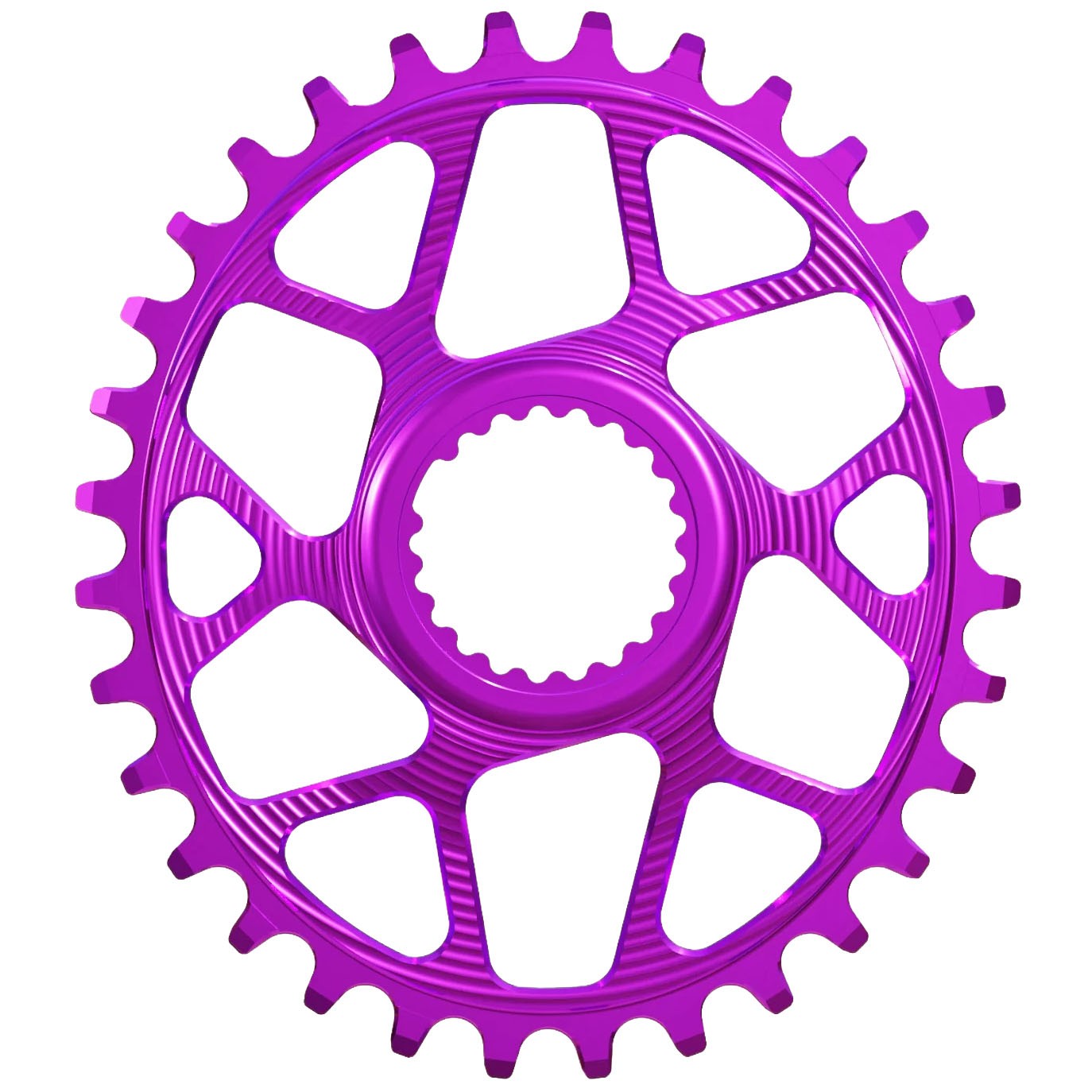 Oval Chainring 30T DM Boost | CNC Machined 7075 Aluminum, Purple