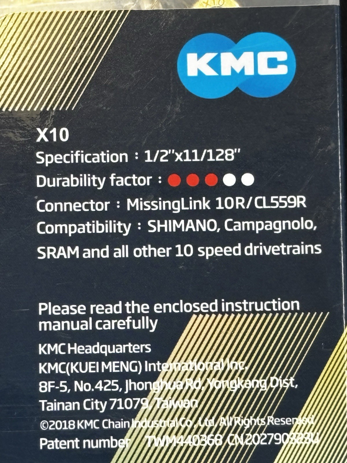 KMC X10 10 Speed Bike Chain 116 Links MissingLink Shimano SRAM Campagnolo New