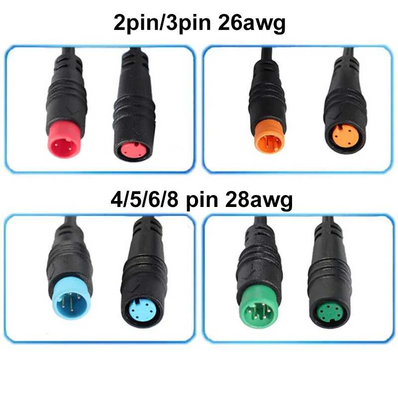 2/3/4/5/6 8 Pin male to female Connector Waterproof eclectic Ebike senser Cable